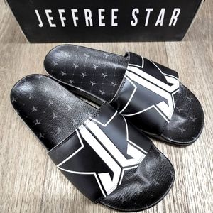 Jeffree Star Black Slides Shoes Slippers Sandals 12 RARE